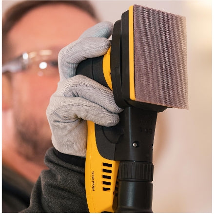 Mirka DEOS 3" x 4" sander in action, 2