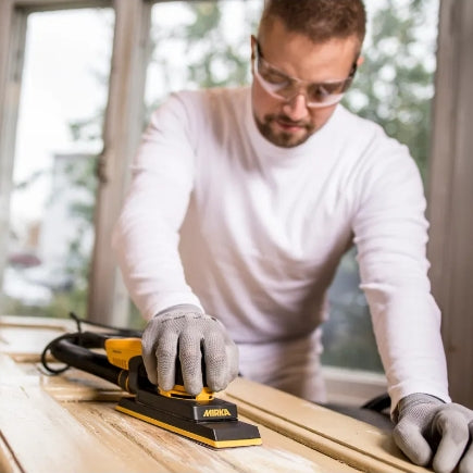 Mirka Abranet 2.75" x 8" Sanding Board Sheets in action, 1