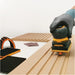 Mirka DEOS 3" x 4" sander with Groove Interface Pad in action, 2